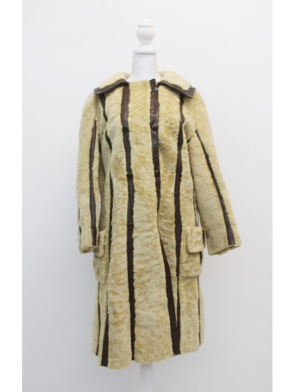 SCRAP ITEM: BEIGE LAMB FUR & LEATHER COAT JACKET WOMEN WOMAN SIZE N/A